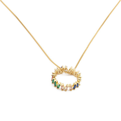 Copper Micro-inlaid Zirconia Circle Pendant Women's Necklace