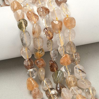 Природные Rutilated кварцевые нити бисера, самородки, упавший камень