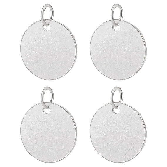 4шт. 925 подвески из стерлингового серебра, пустой плоский круглый, с прыжковых колец