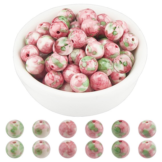 Synthetische ozean weiße jade (regen blume stein) perlen stränge, gefärbt, Runde