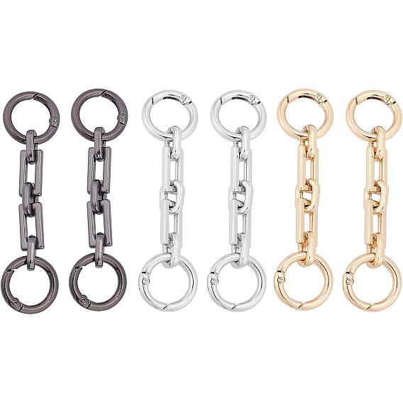 6 шт 3 цвета цинковый сплав сумка удлинитель кабель цепи, с застежками пружинного кольца, аксессуары для замены сумок