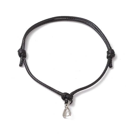 Изготовление браслета из вощеного полиэфирного шнура с регулируемой длиной, с латунными скобами для ледоруба, чёрные