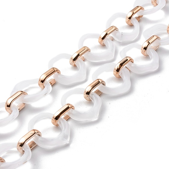 Handmade Link Chains, with Transparent Acrylic Linking Rings & CCB Plastic Linking Rings, Pentagon