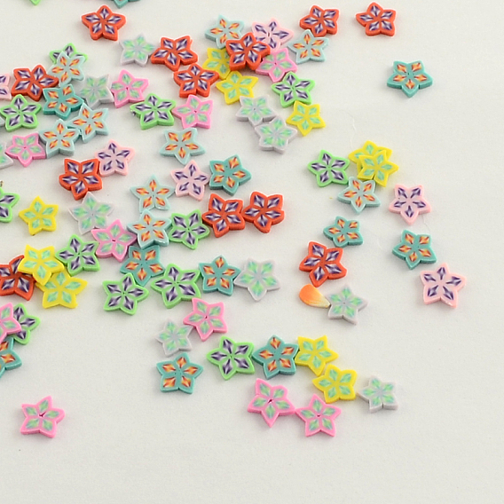 Handmade Polymer Clay Nail Art Decoration Accessories, Star, 5~6x1mm