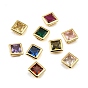 Brass Pave Cubic Zirconia Cabochons, Square, Faceted, Pointed Back, Rack Plating, Long-Lasting Plated, Cadmium Free & Lead Free, Real 18K Gold Plated