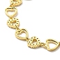 Clear Cubic Zirconia Hollow Heart Link Chain Bracelet, Rack Plating Brass Jewelry for Women, Lead Free & Cadmium Free, Long-Lasting Plated