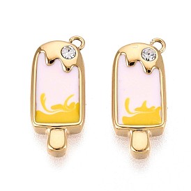 304 прелести нержавеющей стали, с эмалью и стразами, очаровывать ледяным присоском, реальный 14 k позолоченный