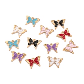 Light Gold Plated Alloy Enamel Pendants, Cadmium Free & Lead Free, Butterfly Charm