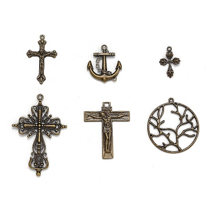 Tibetan Style Alloy Pendants, for DIY Jewelry Making, Mixed Shapes