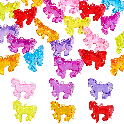 55 шт прозрачные акриловые подвески, лошади прелести