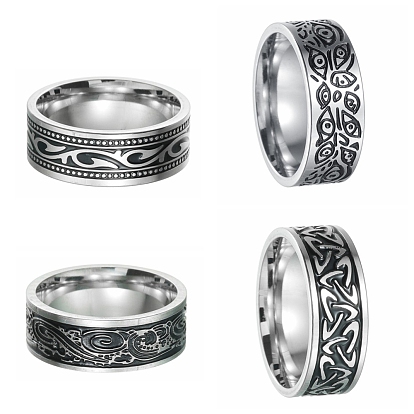 Ретро викинг 201 перстни из нержавеющей стали для мужчин, античное серебро