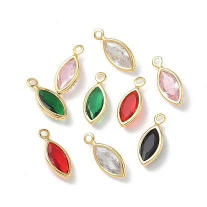 Латунный микропаве кубический цирконий со стеклянными подвесками, Очарование лошадиных глаз, без никеля , реальный 18 k позолоченный