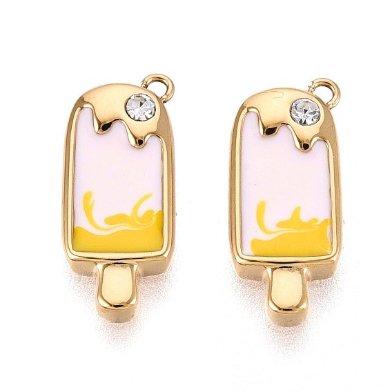 304 прелести нержавеющей стали, с эмалью и стразами, очаровывать ледяным присоском, реальный 14 k позолоченный