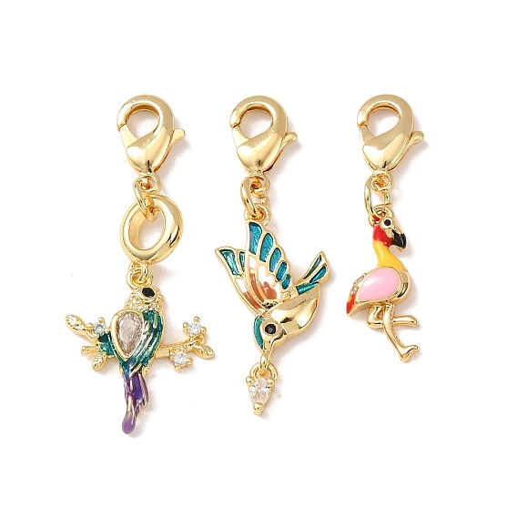 Декоративный кулон из латуни с микропаве из кубического циркония и эмали., с застежкой омар, стойки покрытие, долговечный, без кадмия и без свинца, золотые