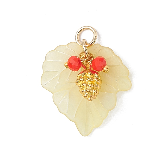 Акриловые подвески, со стеклянными бусинами, лист