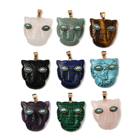 Природные и синтетические Gemstone подвески, подвески с леопардовым принтом и латунной фурнитурой и петлями, реальный 18 k позолоченный