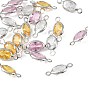 SHEGRACE Brass Pave Cubic Zirconia Oval Connector Charms, Cadmium Free & Nickel Free & Lead Free, Long-Lasting Plated
