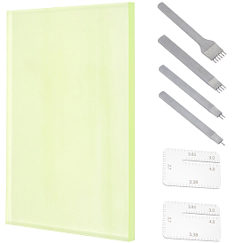 1 набор углеродистой стали 1/2/4/6 зубцы наборы для самостоятельного ромбовидного плетения и шитья изделий из кожи, с пластиной для высечки из полиуретана 1pc, 2шт акриловый съемник