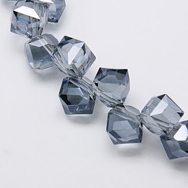 Crystal Glass Cube Beads Strands, Faceted, 8x8x8mm, Hole: 1mm, about 79pcs/strand, 18.1 inch
