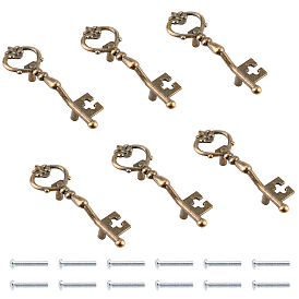 Tibetan Style Zinc Alloy Big Pendants, Skeleton Key, Cadmium Free & Lead Free, with Screw