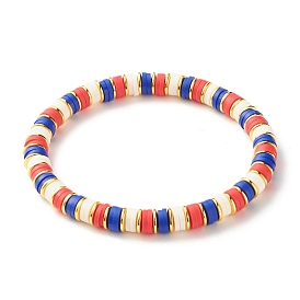 Bracelets élastiques faits à la main de perles heishi en pâte polymère, bracelet de surf avec perles d'hématite synthétique pour femme