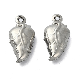 Ion Plating(IP) 304 Stainless Steel Pendants, Leaf Charms