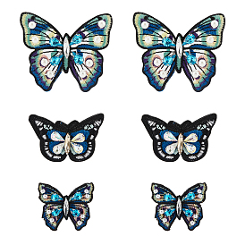 6шт 3 стильные патчи из полиэфирной ткани ручной работы, пришить заплатки, пластиковые аппликации из искусственного жемчуга и акриловых бусин в виде бабочек