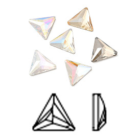 K9 Glass Rhinestone Cabochons, Flat Back & Back Plated, Faceted, Triangle