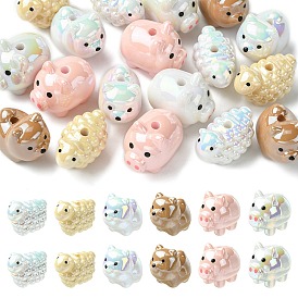 18 шт. 6 стили акриловые бусины с УФ-покрытием, животные, разнообразные