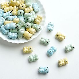 Фарфоровые бусины ручной работы, медведь, яркие глазированный фарфор