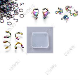 Kits de búsqueda de fabricación de joyas de bricolaje, Incluye anillos de salto abiertos de acero inoxidable, cierres de pinza de langosta y puntas de cuentas., 304 protector de alambre de acero inoxidable quirúrgico