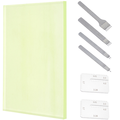 1 набор углеродистой стали 1/2/4/6 зубцы наборы для самостоятельного ромбовидного плетения и шитья изделий из кожи, с пластиной для высечки из полиуретана 1pc, 2шт акриловый съемник