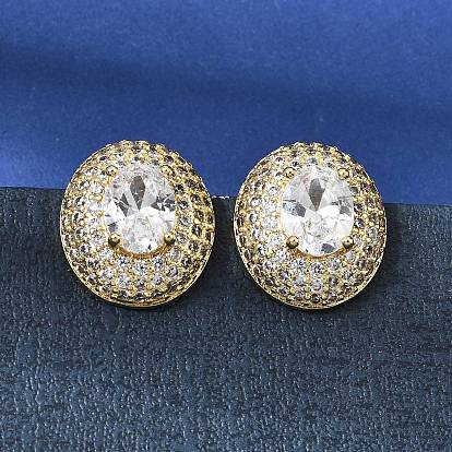 Овальные латунные серьги-гвоздики с прозрачными кубическими циркониями для женщин