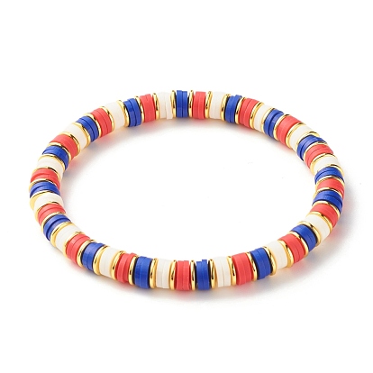 Bracelets élastiques faits à la main de perles heishi en pâte polymère, bracelet de surf avec perles d'hématite synthétique pour femme