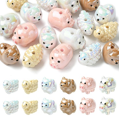 18 шт. 6 стили акриловые бусины с УФ-покрытием, животные, разнообразные