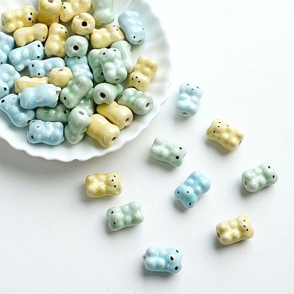 Фарфоровые бусины ручной работы, медведь, яркие глазированный фарфор