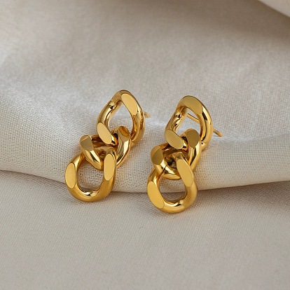 Серьги-гвоздики в стиле цепочки «бордюр» 304 из нержавеющей стали