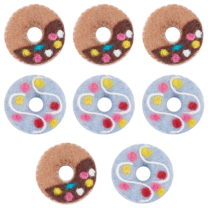 8Pcs 2 Colors Felt Needle Felting Doughnut Ornaments, for Home Decoration Display