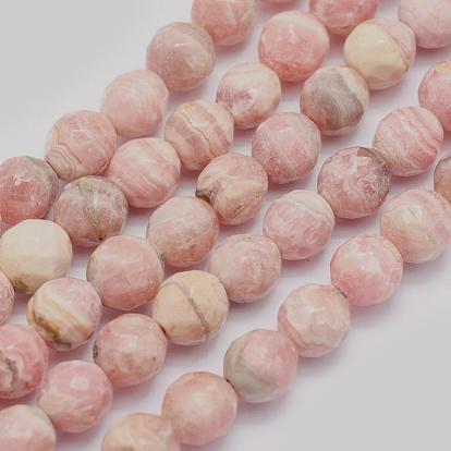 Natural Rhodochrosite Beads Strands, Round, Faceted