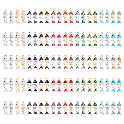 100 шт. 10 стили эмалевые подвески из сплава золотистого тона, амулет из рыбьей кости