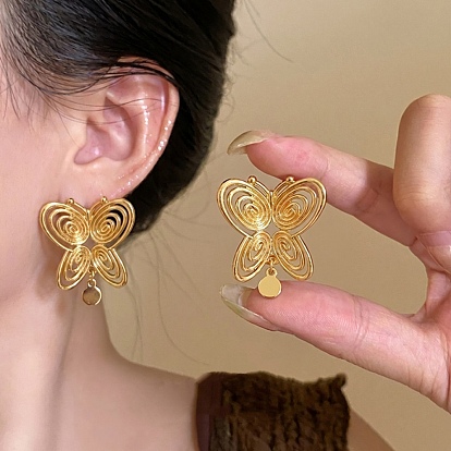 Alloy Stud Earrings for Women, Butterfly