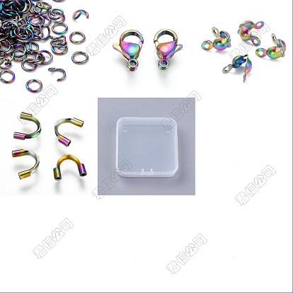 Kits de búsqueda de fabricación de joyas de bricolaje, Incluye anillos de salto abiertos de acero inoxidable, cierres de pinza de langosta y puntas de cuentas., 304 protector de alambre de acero inoxidable quirúrgico