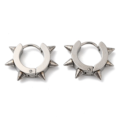 201 Stainless Steel Spike Hoop Earrings with 304 Stainless Steel Pins