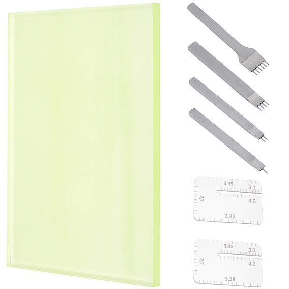 1 набор углеродистой стали 1/2/4/6 зубцы наборы для самостоятельного ромбовидного плетения и шитья изделий из кожи, с пластиной для высечки из полиуретана 1pc, 2шт акриловый съемник