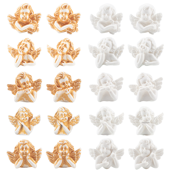 Resin Cabochons, Cupid/Cherub and Spray Painted Angel