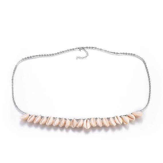 Shell Chain Belts, with Stainless Steel Findings