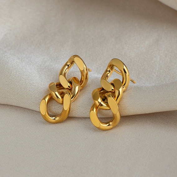 Серьги-гвоздики в стиле цепочки «бордюр» 304 из нержавеющей стали