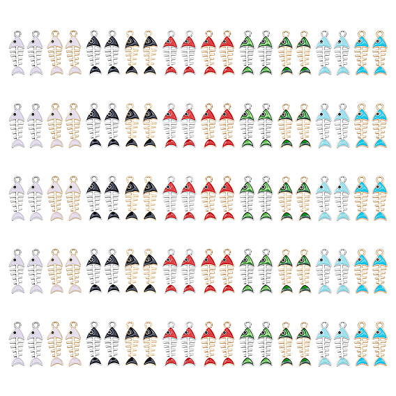 100 шт. 10 стили эмалевые подвески из сплава золотистого тона, амулет из рыбьей кости