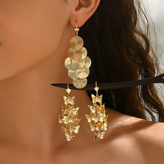 Серьги-кольца с кисточками из латуни, золотые