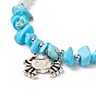 Ocean Theme Synthetic Turquoise Anklets Set, with Glass Beads and Tibetan Style Zinc Alloy Charms